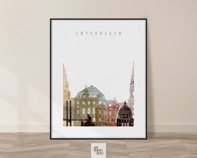 Copenhagen skyline art print watercolor 1