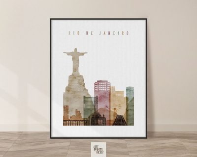 Rio De Janeiro skyline poster watercolor 1