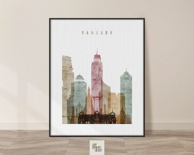 Bangkok skyline poster watercolor 1