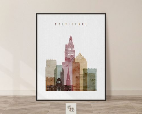 Providence skyline print watercolor 1