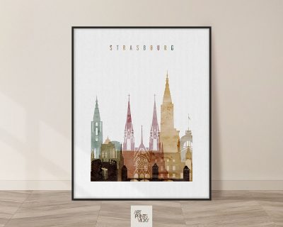 Strasbourg skyline print watercolor 1