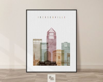 Jacksonville skyline poster watercolor 1