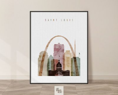 Saint Louis skyline print watercolor 1