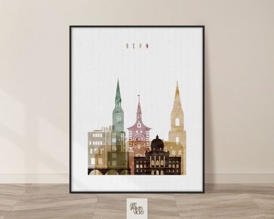 Bern skyline art print watercolor 1