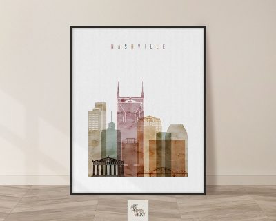 Nashville skyline art watercolor 1