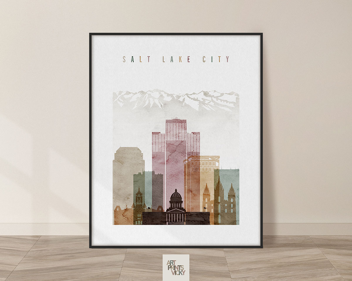 Salt Lake City poster watercolor 1