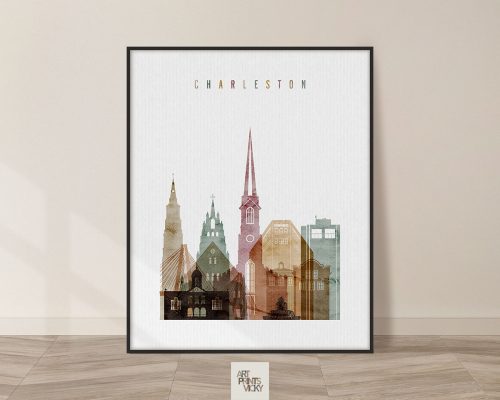 Charleston SC travel poster in watercolor 1