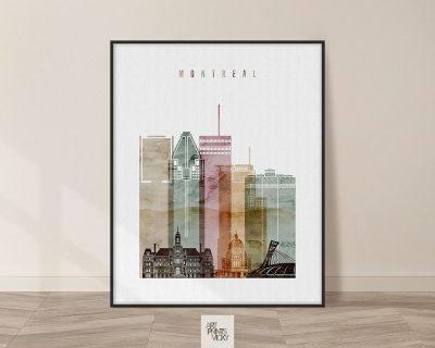 Montreal skyline art watercolor 1