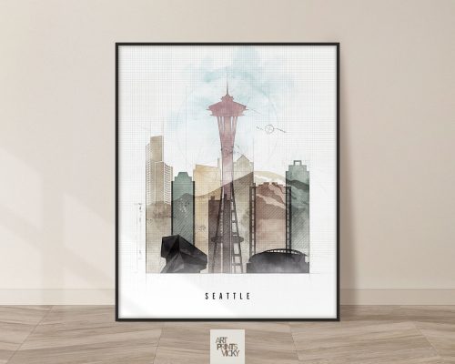 Seattle skyline print urban 3