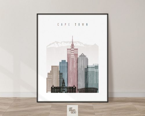 Cape Town skyline poster distressed 1