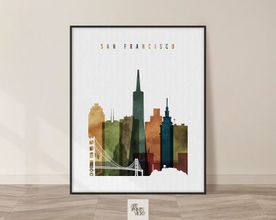 San Francisco skyline art watercolor 3