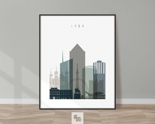 Lyon skyline poster earth tones 4