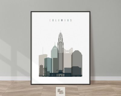 Columbus skyline print earth tones 4