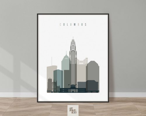 Columbus skyline print earth tones 4