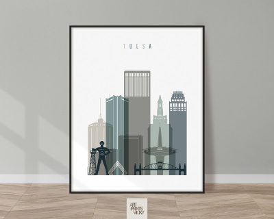 Tulsa skyline art earth tones 4