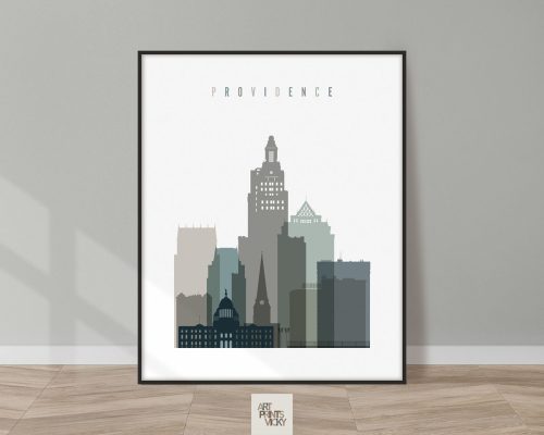 Providence skyline poster earth tones 4