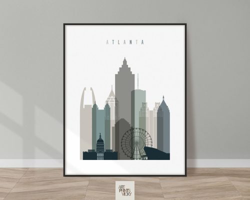 Atlanta art print skyline earth tones 4