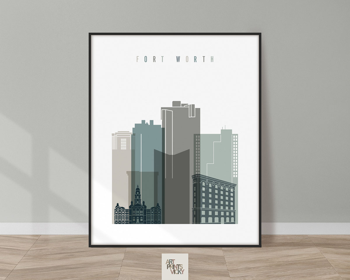 Fort Worth art print skyline earth tones 4