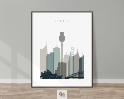 Sydney art print skyline earth tones 4
