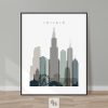 Chicago art print skyline earth tones 4