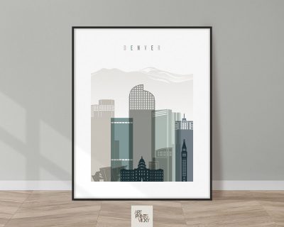 Denver art print skyline earth tones 4