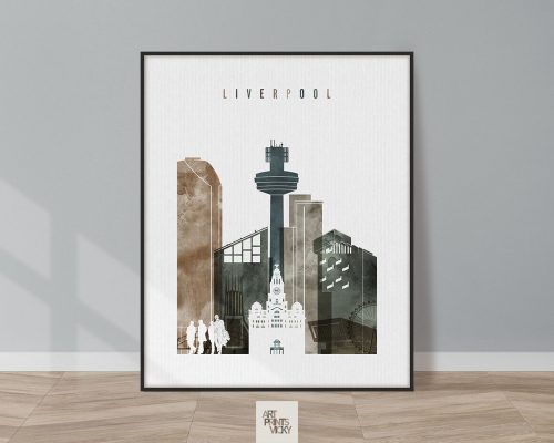 Liverpool skyline print watercolor 2