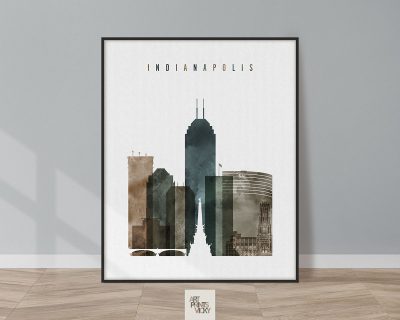 Indianapolis skyline print watercolor 2