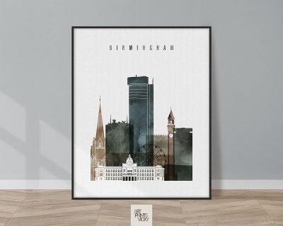 Birmingham city print watercolor 2