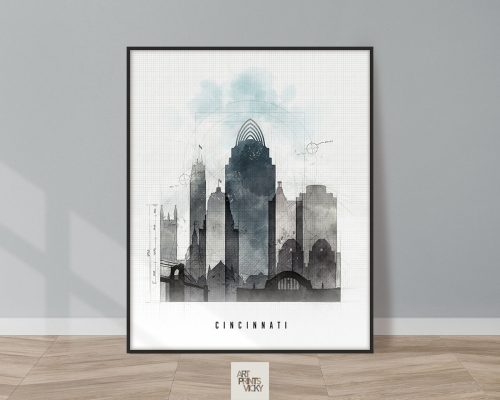 Cincinnati urban skyline print