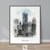 Houston skyline art print urban
