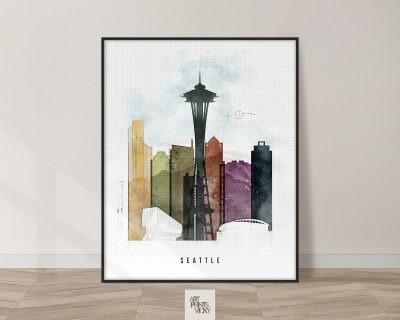 Seattle Skyline Print Urban 2