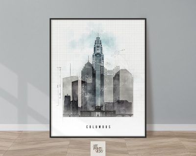 Columbus art print skyline urban