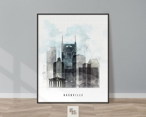 Nashville skyline print urban