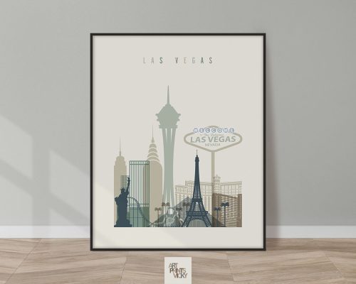 Las Vegas print skyline earth tones 1