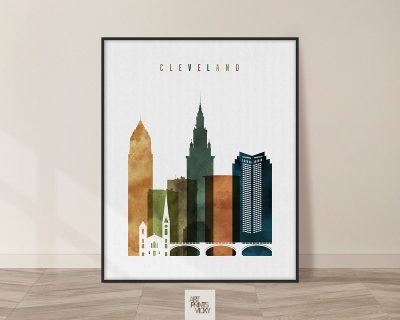 Cleveland wall art in watercolor 3