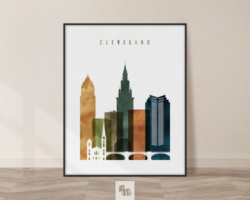 Cleveland wall art in watercolor 3