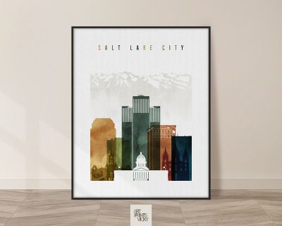 Salt Lake City skyline watercolor 3