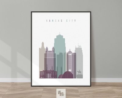 Kansas City skyline poster pastel 2