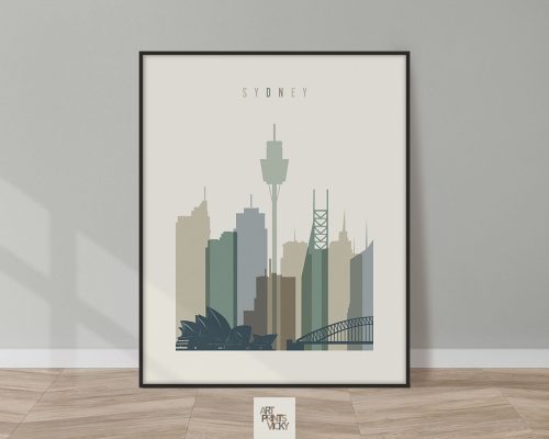Sydney print skyline earth tones 1