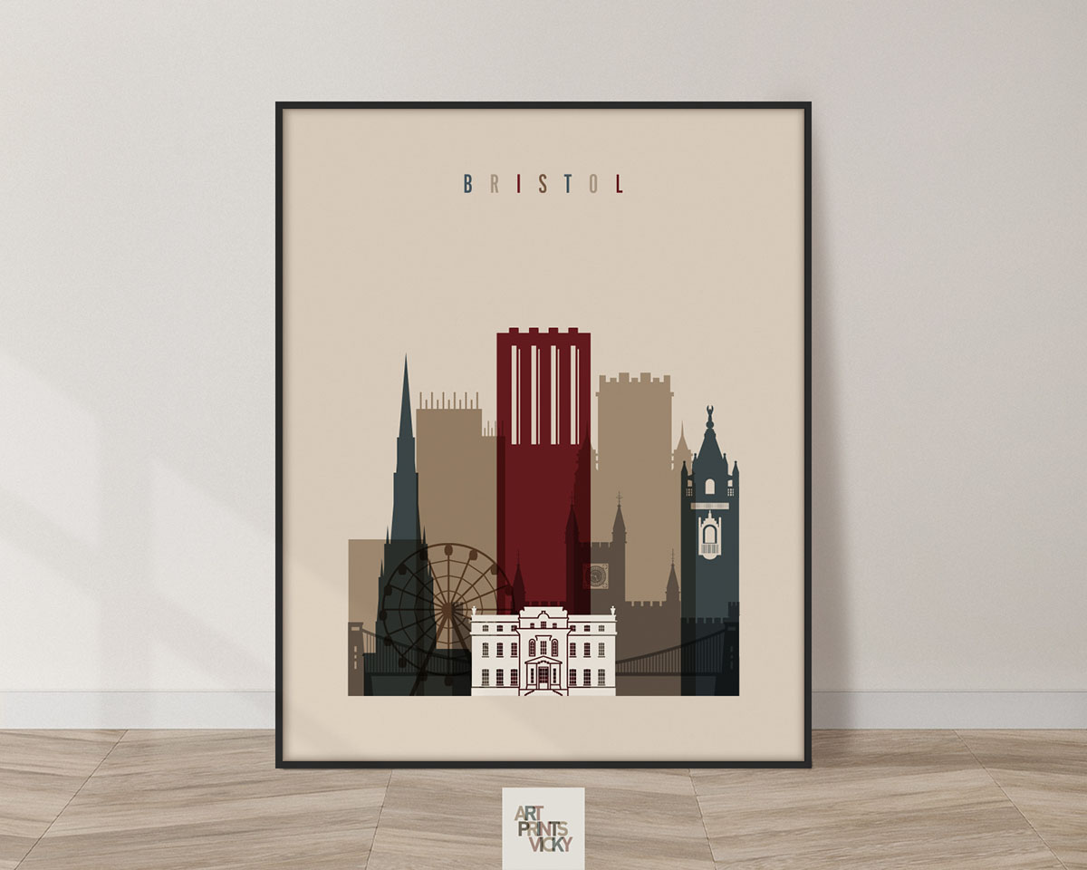 Bristol city poster in earth tones 2
