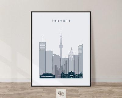 Toronto skyline poster grey blue