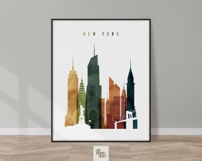New York City skyline watercolor 3 print