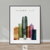 Oklahoma City skyline print watercolor 3