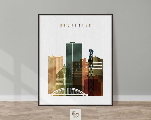Rochester NY skyline watercolor 3