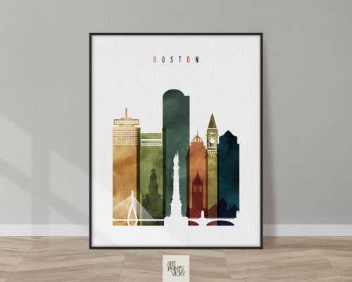 Boston skyline print watercolor 3