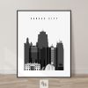 Kansas City skyline black and white art
