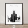 Amsterdam skyline black and white art