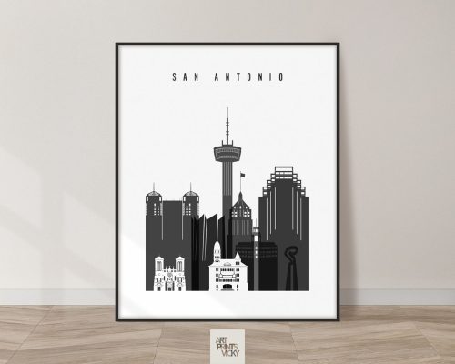 San Antonio print black and white