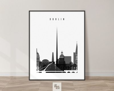 Dublin black and white skyline poster