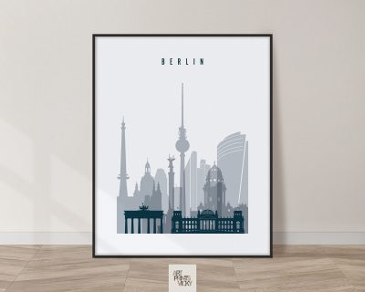 Berlin skyline poster grey blue
